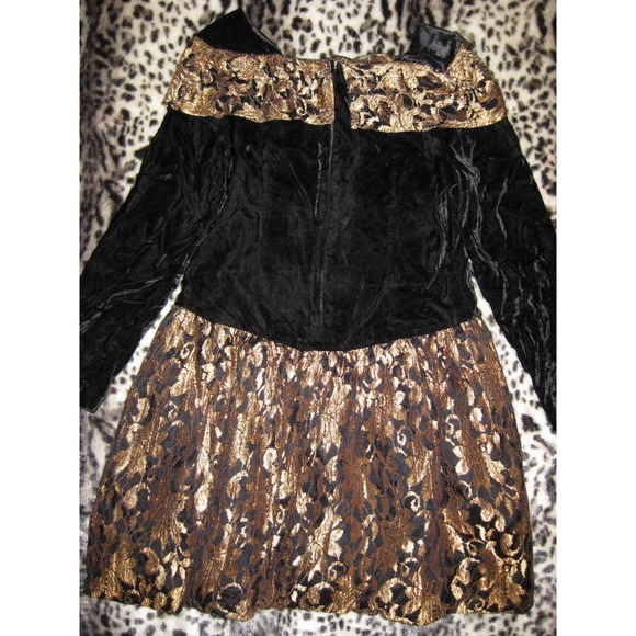 PHILLY CALIFORNIA 4 6 Black Gold Velvet 80s Dress - Picture 7 of 9